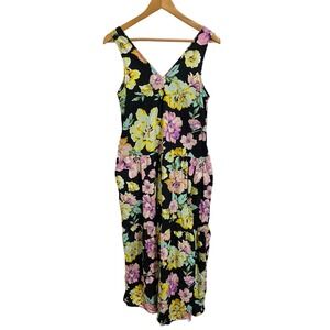 WHO WHAT WEAR Floral Maxi Dress V Neck Romantic Garden Whimsical Spring Small